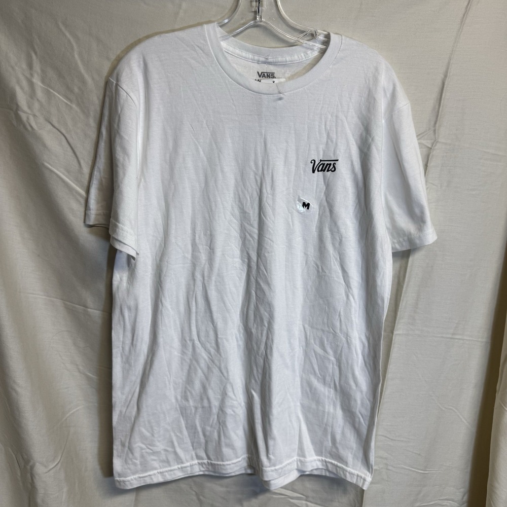VANS - Left Chest Logo T-Shirt - White/Black Casual Short Sleeve Tee Med Unisex